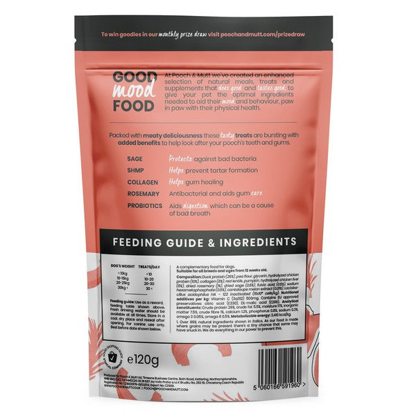 Pooch and Mutt Dental Probiotic Dog Treats Meaty Chews for Oral Health 120g Pack of 7