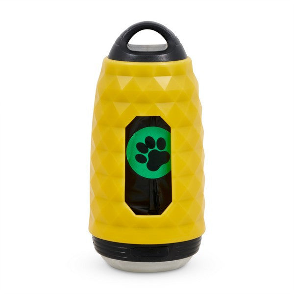 Animal Instincts LED Flashing Safety Poop Bag Holder with Torch High-Visibility Dog Walking Accessory Yellow
