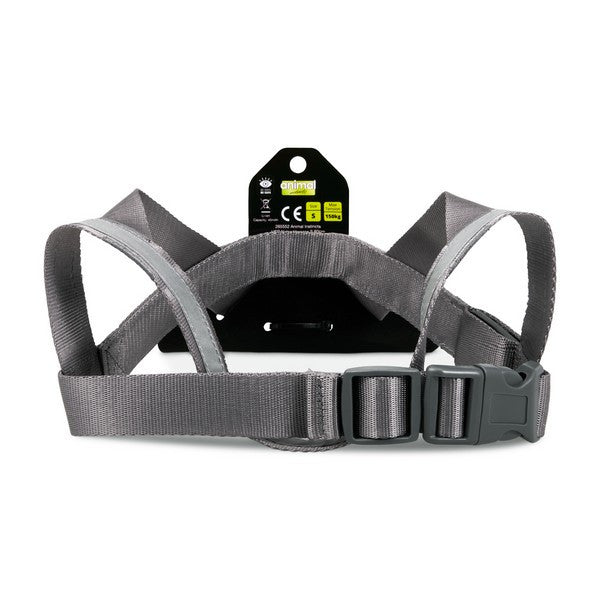 Animal Instincts Flashing Safety Dog Harness USB Rechargeable Full Shine Nylon Grey/Orange S 60cm
