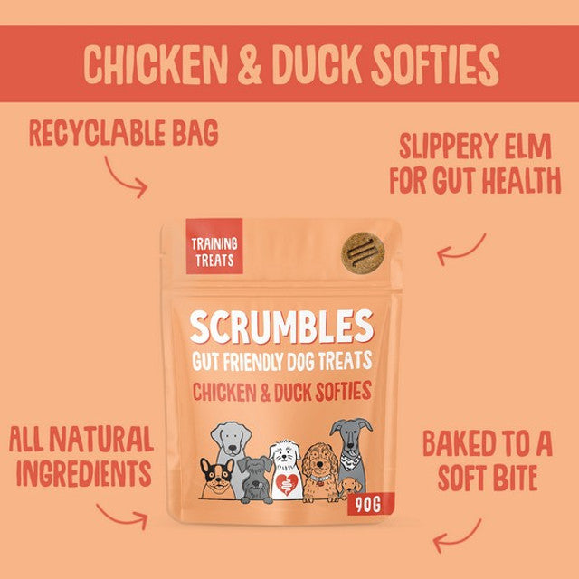 Scrumbles Dog Treats Softies Chicken and Duck Training Treats 90g Case of 8