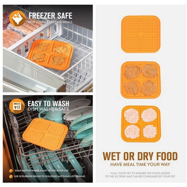 Hyper Pet IQ Treat Mat Reward and Calm Orange and Green 2pack Small