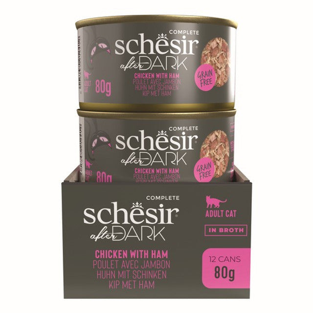 Schesir After Dark Wholefood Adult Cat Chicken & Ham 80g Case of 12