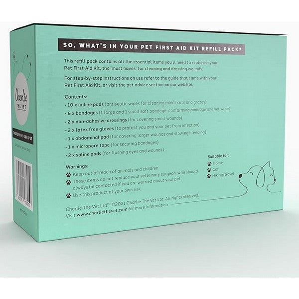 Charlie The Vet Pet First Aid Kit Refill Pack Wound Care & Emergency Pet Health Supplies