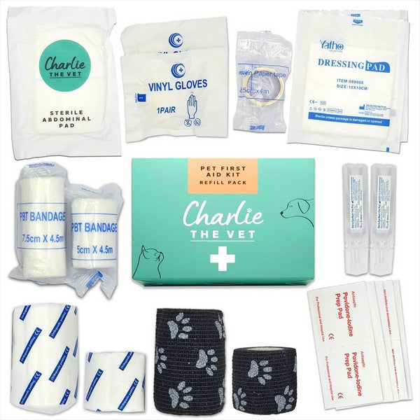 Charlie The Vet Pet First Aid Kit Refill Pack Wound Care & Emergency Pet Health Supplies