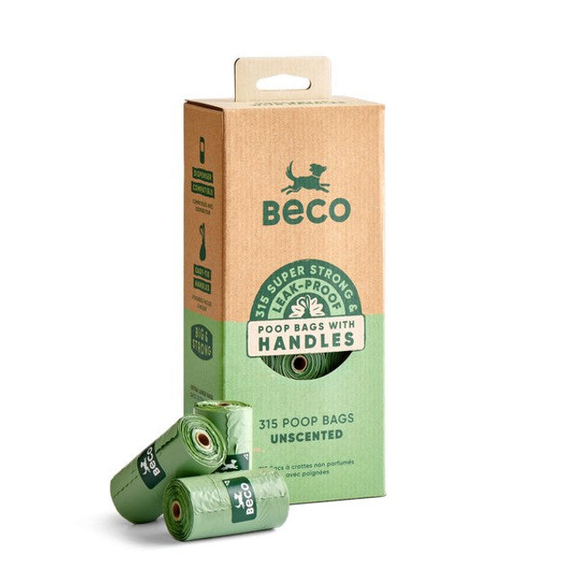 Beco Unscented Recycled Dog Poop Bags with Handles Eco-Friendly Pet Waste Bags, 315 Pack
