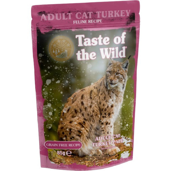 Taste of the Wild Adult Turkey Pate Wet Cat Food Pouch Grain-Free High-Protein 12 x 85g