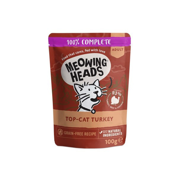 Meowing Heads Top Cat Turkey Cat Food 100g Premium Wet Cat Meal Case of 10