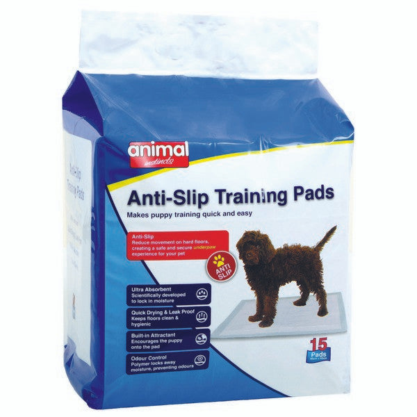 Animal Instincts Dog & Puppy Training Pads Anti-Slip Absorbent Pet Pee Pads 60x60cm 15-Pack