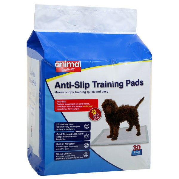 Animal Instincts Dog & Puppy Anti-Slip Training Pads 60x60cm Absorbent Potty Pads 30 Pack