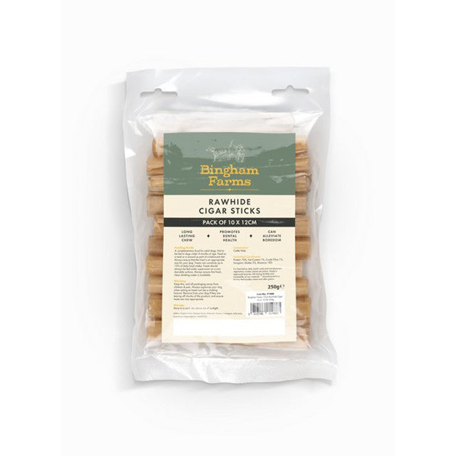 Bingham Farms 12cm Rawhide Cigar Sticks 10 Pk 250g Case of 5
