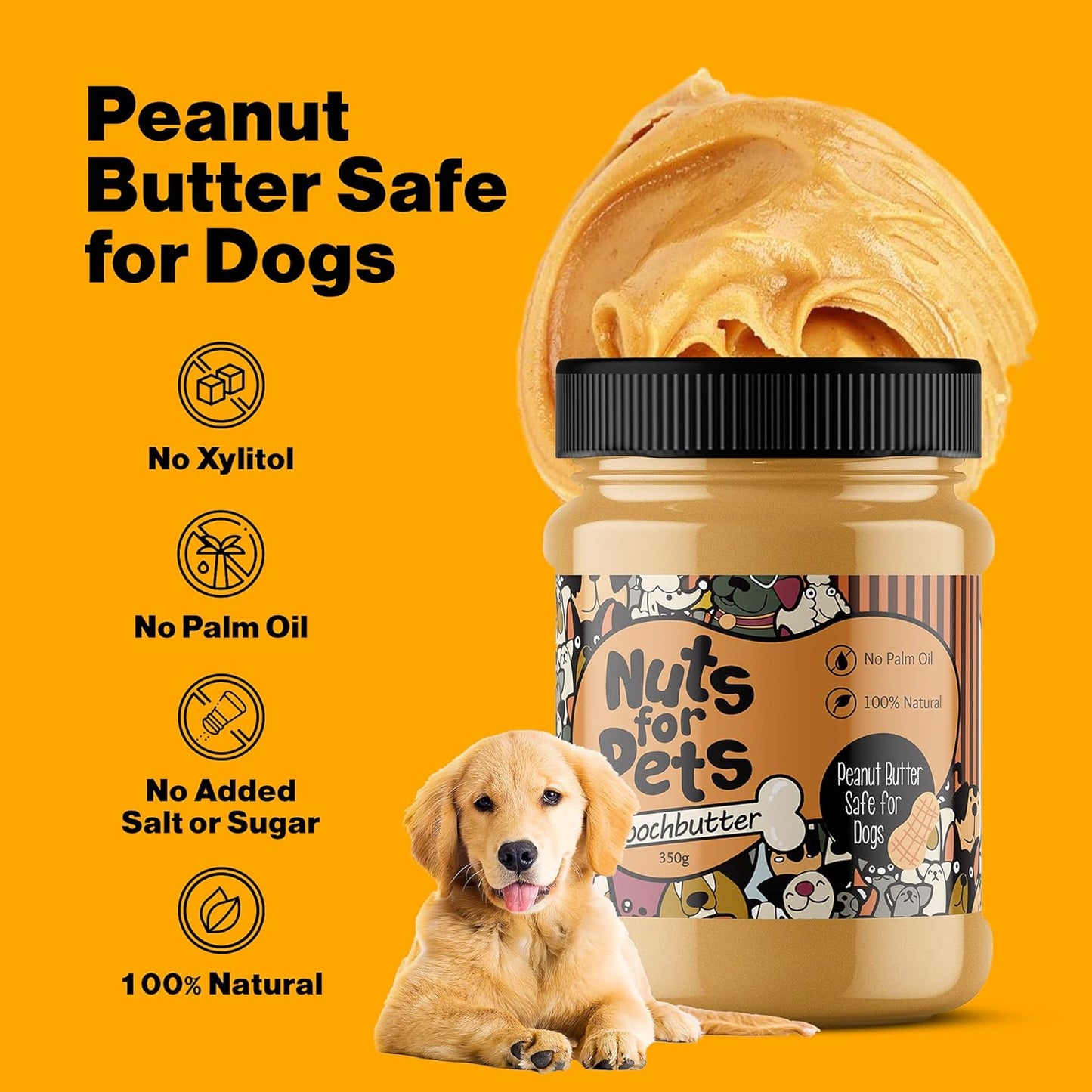 Nuts for Pets Poochbutter – 350g Premium Peanut Butter for Dogs
