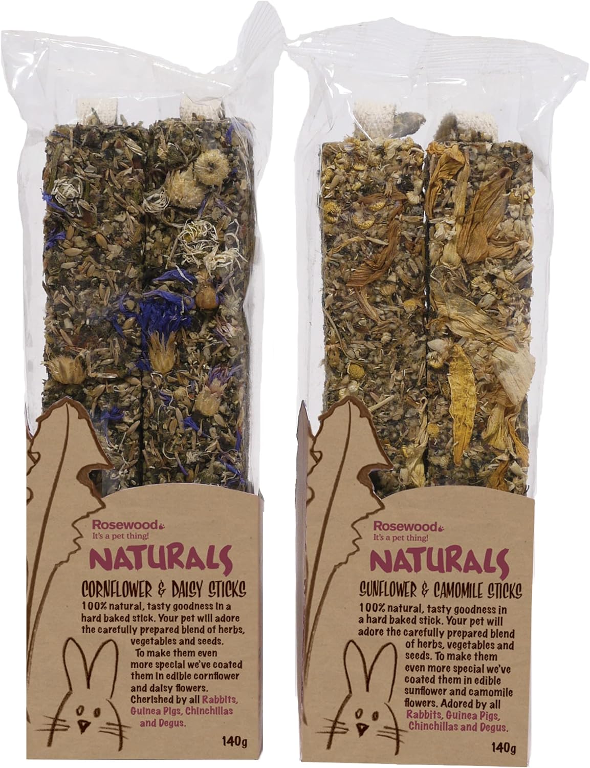Rosewood Cornflower & Daisy Sticks Floral Small Animal Treats, 140g, Case of 8