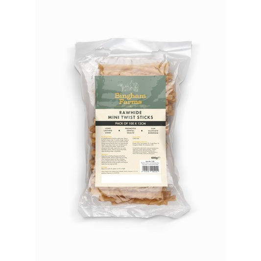 Bingham Farms 12cm Rawhide Mini Twist Sticks 100 Pk [SNG] 600g