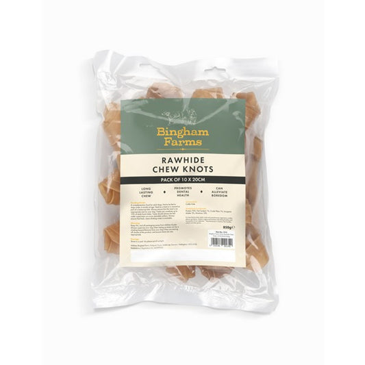 Bingham Farms 20cm Rawhide Chew Knots 10 Pk [SNG] 850g
