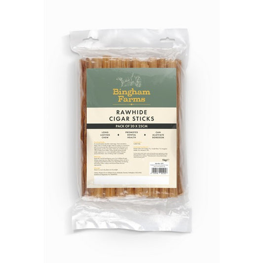 Bingham Farms 25cm Rawhide Cigar Sticks 20 Pk [SNG] 1kg