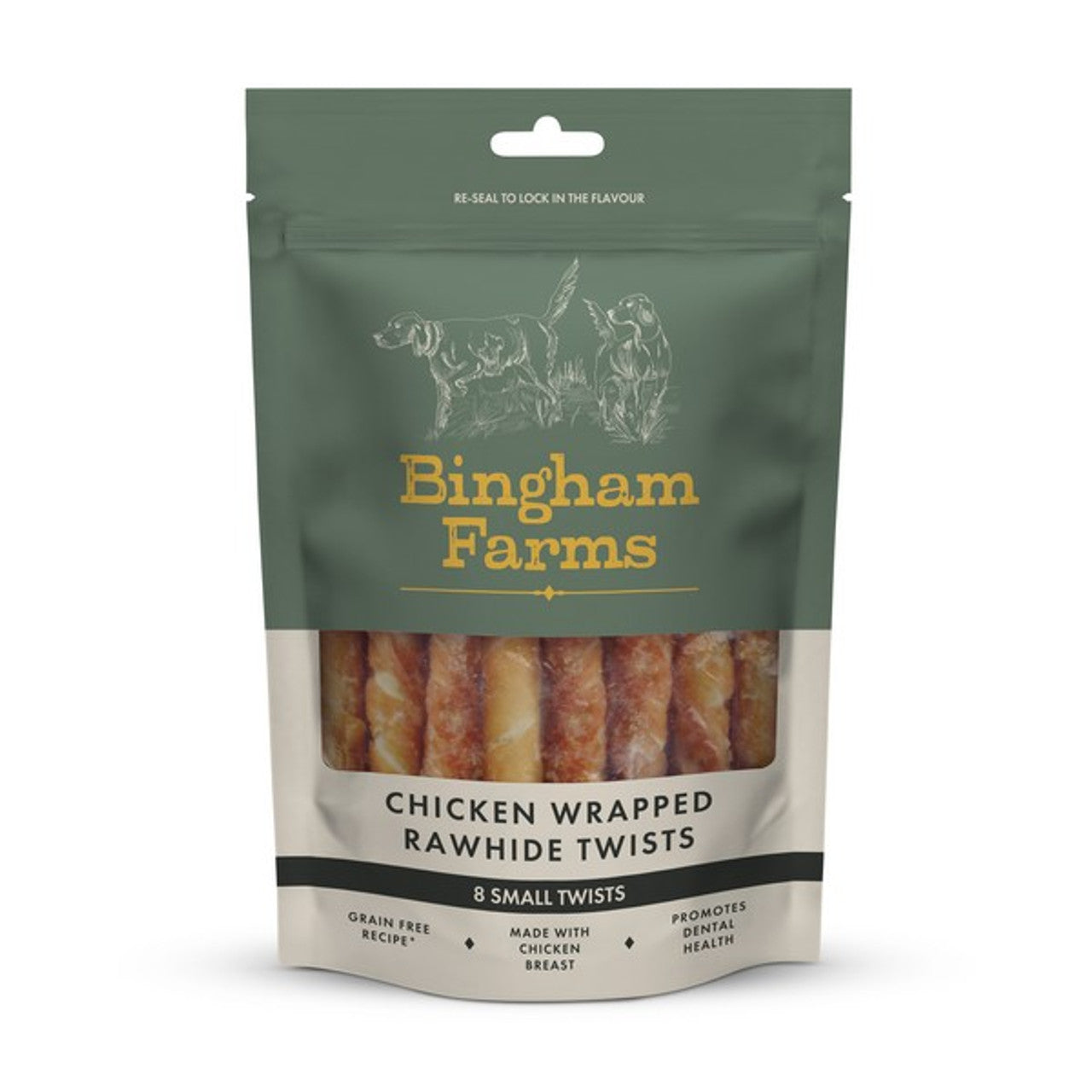 Bingham Farms Chicken Wrapped Rawhide Twist Sml 8pk 80g Case of 10