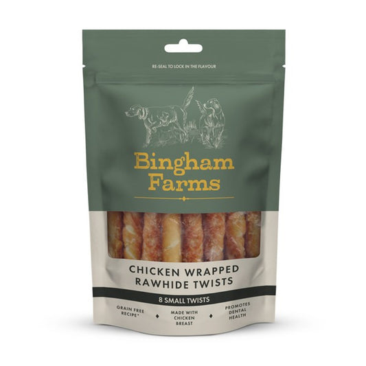Bingham Farms Chicken Wrapped Rawhide Twist Sml 8pk 80g Case of 10