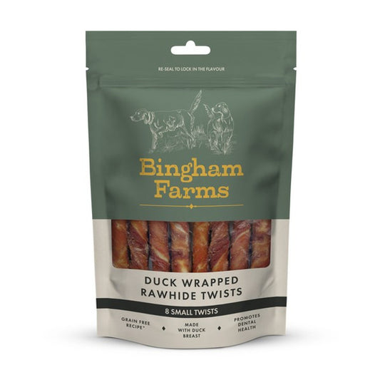 Bingham Farms Duck Wrapped Rawhide Twist Sml 8pk 80g Case of 10
