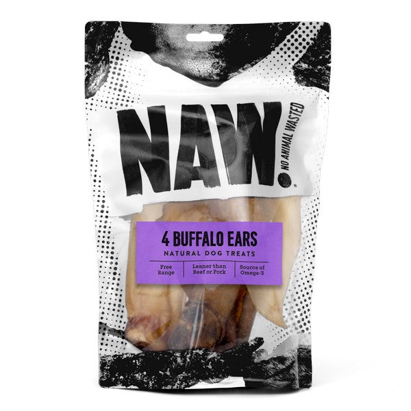 NAW Buffalo Ears Dog Chews Natural Long-Lasting Treats 4 Pack