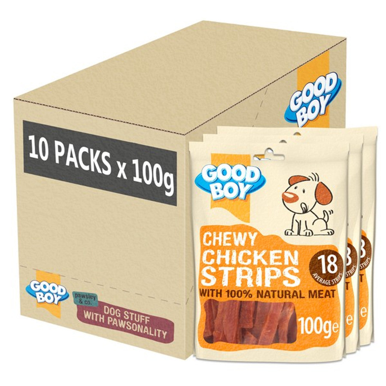 Good Boy Pawsley & Co Chewy Chicken Strips 100g Case of 10