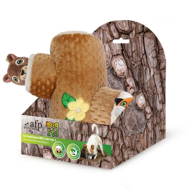 All For Paws Dig It Tree Trunk Burrow - M With 2 Cute Toys