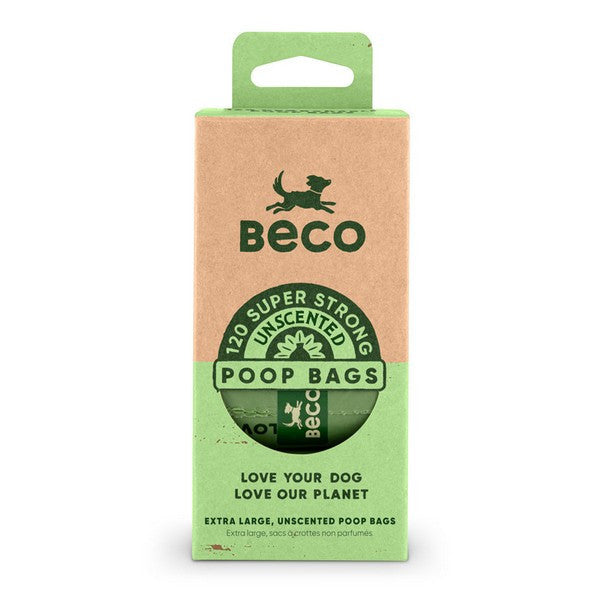 Beco Unscented Recycled Poop Bags for Dogs Eco-Friendly Biodegradable Dog Waste Bags with Handles x120 Pack