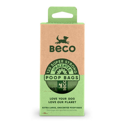 Beco Unscented Recycled Poop Bags for Dogs Eco-Friendly Biodegradable Dog Waste Bags with Handles x120 Pack