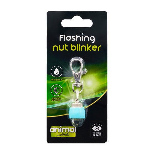Animal Instincts LED Flashing Safety Nut Blinker for Dogs USB Rechargeable Visibility Light Blue