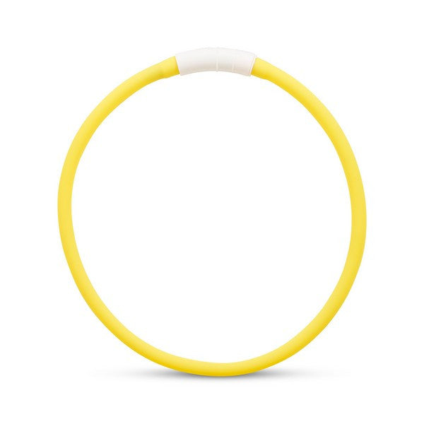 Animal Instincts Flashing Safety LED Loop Rechargeable Large Dog Collar Yellow 65cm