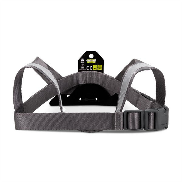 Animal Instincts Flashing Safety USB Dog Harness LED Full-Shine Nylon High Visibility Reflective Grey/Orange Size M 75cm