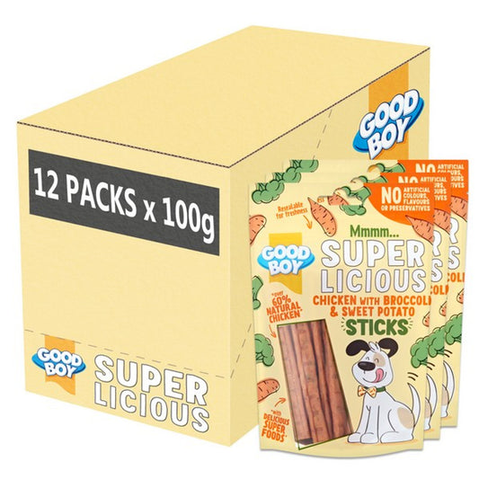 Goodboy Superlicious Chicken With Broccoli & Sweet Potato Sticks 100g Case of 12