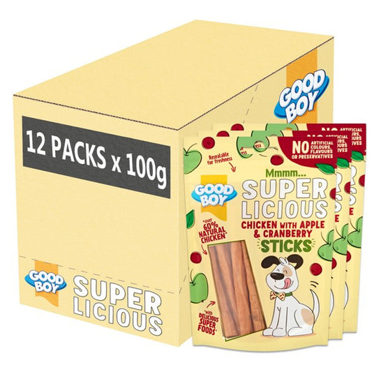 Goodboy Superlicious Chicken With Apple & Cranberry Sticks 100g Case of 12