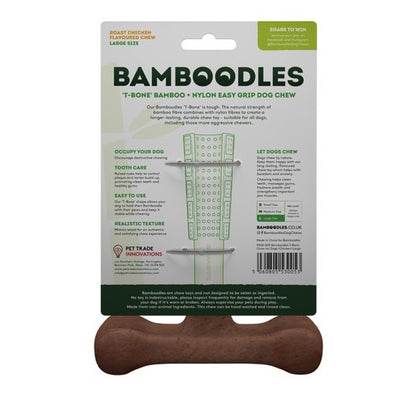 Bamboodles T Bone Chew Toy for Dogs Large 7Inch Chicken Flavour