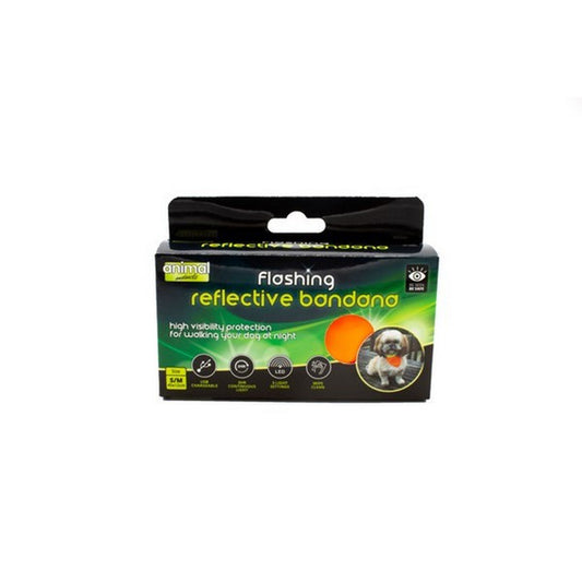 Animal Instincts Flashing Reflective Dog Bandana Orange/Yellow S/M Safety Visibility Accessory for Pets