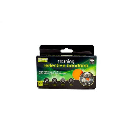 Animal Instincts Flashing Reflective Dog Bandana Orange/Yellow M/L Safety Visibility Accessory for Pets