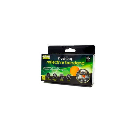 Animal Instincts Flashing Reflective Dog Bandana Orange/Yellow M/L Safety Visibility Accessory for Pets