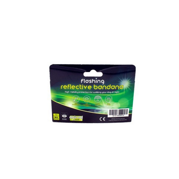 Animal Instincts Flashing Reflective Dog Bandana Orange/Yellow M/L Safety Visibility Accessory for Pets