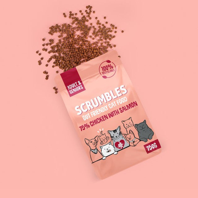 Scrumbles Dry Cat Food Adult Salmon 750g