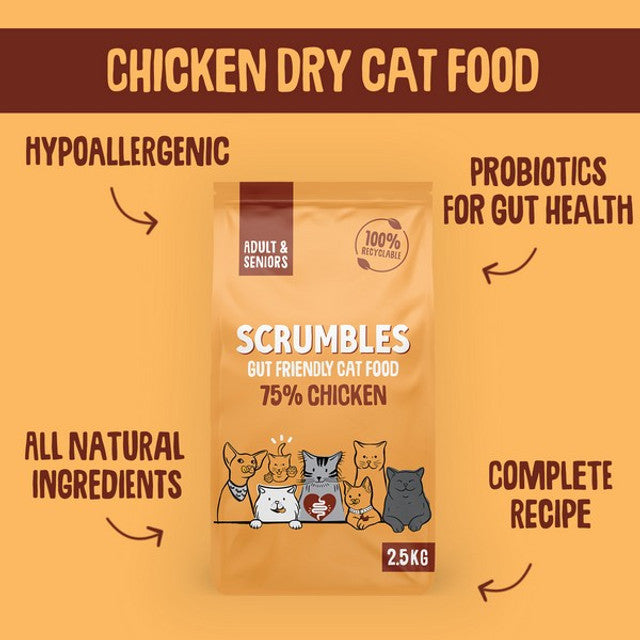 Scrumbles Dry Cat Food Adult Chicken 2.5kg