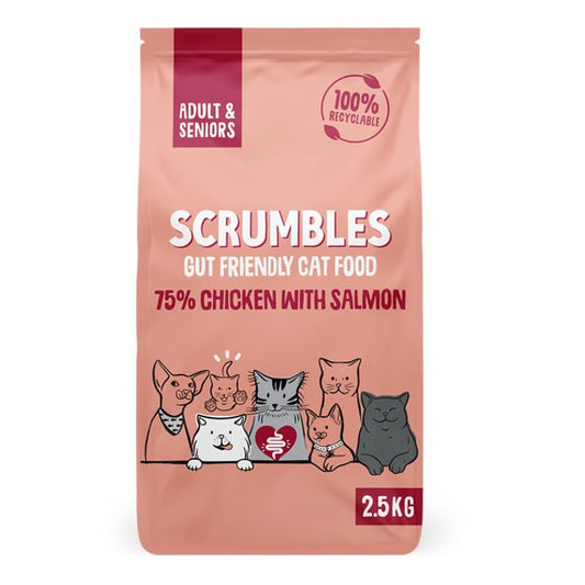 Scrumbles Dry Cat Food Adult Salmon 2.5kg