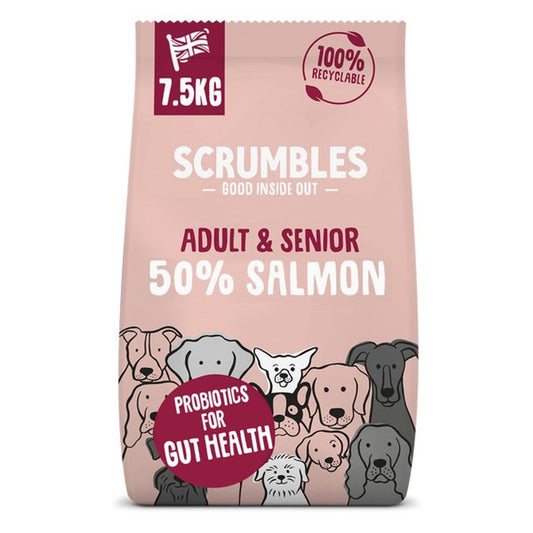 Scrumbles Dry Dog Food Adult Salmon 7.5kg
