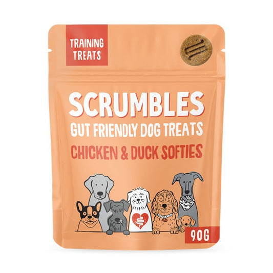 Scrumbles Dog Treats Softies Chicken and Duck Training Treats 90g Case of 8
