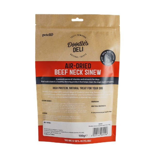 Doodles Deli Air Dried Beef Neck Sinew 8 x 100g