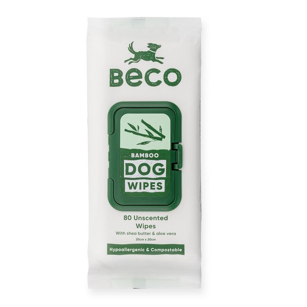 Beco Bamboo Dog Wipes Unscented Natural Pet Grooming Wipes for Sensitive Skin, Eco-Friendly & Gentle Cleaning