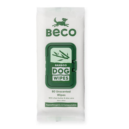 Beco Bamboo Dog Wipes Unscented Natural Pet Grooming Wipes for Sensitive Skin, Eco-Friendly & Gentle Cleaning