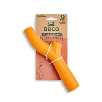 Beco Natural Rubber Dog Toy Super Stick Chew Toy Orange Durable & Safe for Dogs