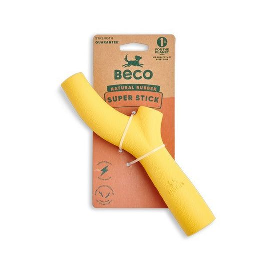 Dog Beco Super Stick Toy Natural Rubber, Yellow