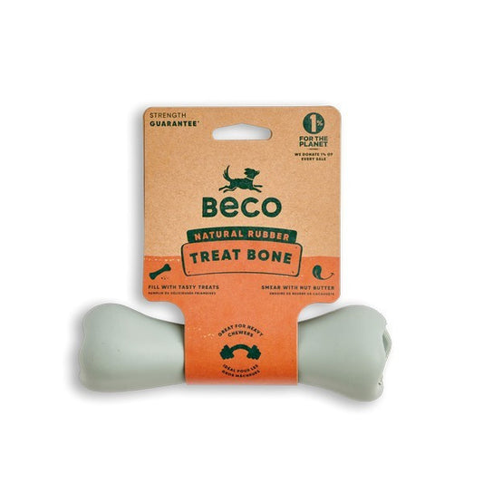 Beco Natural Rubber Chew Bone Green Durable Dog Toy for Teeth & Gums Eco-Friendly Pet Accessory
