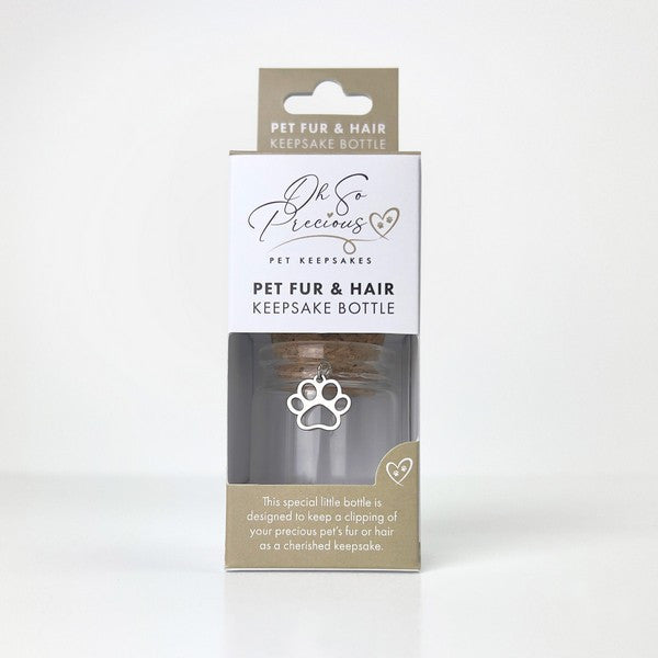 Oh So Precious Pet Fur Keepsake Bottle Personalized Pet Memory Jar 30cl