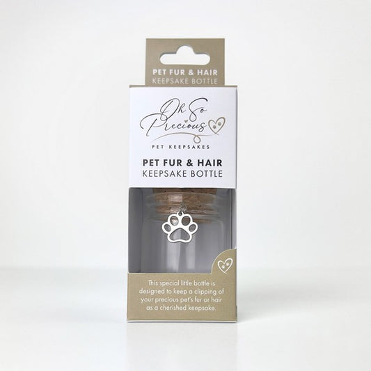 Oh So Precious Pet Fur Keepsake Bottle Personalized Pet Memory Jar 30cl